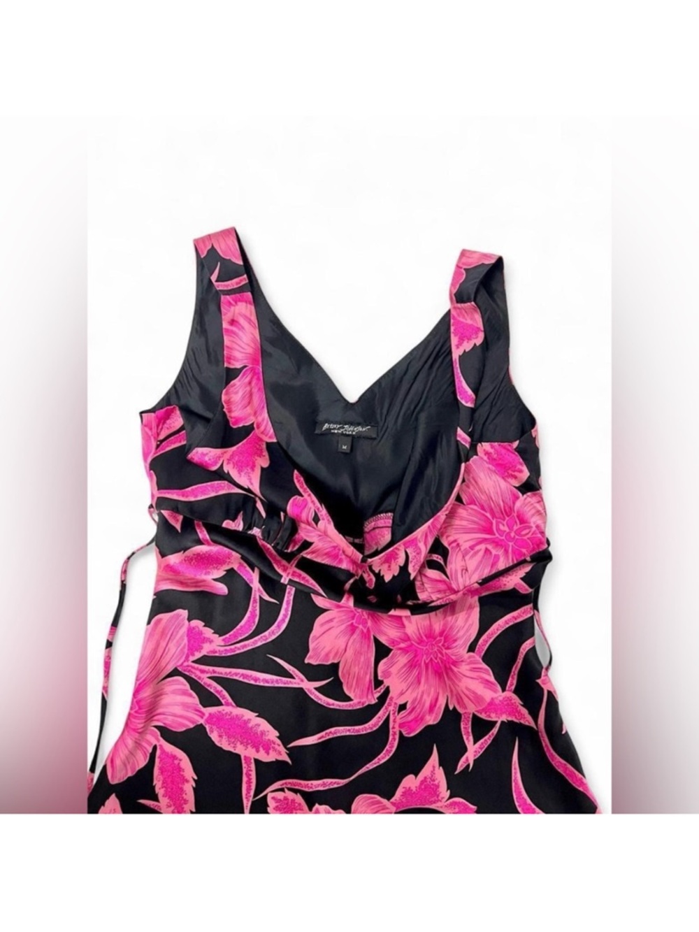 Sleeveless V-Neck Pink Floral Slip Dress - Picture 2 of 7